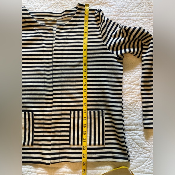 Jane and Delancey Open Front Navy/Ivory Striped Cardigan, Size Large - Picture 10 of 10